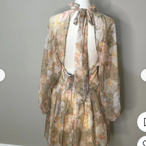For Love & Lemons Women's O.P.T Floral Long Sleeve A-line Dress Size Medium - Picture 4 of 16